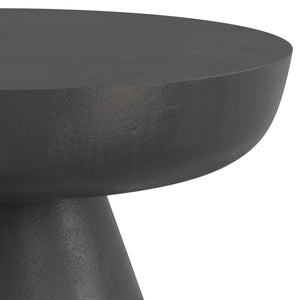 English Elm Charmaine Handcrafted 30" Round Pedestal Coffee Table in Black Nickel Finish — Durable Cast Aluminum Design B136P239031