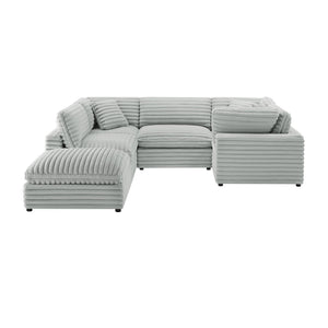 English Elm Jenny 6-Piece Modular Sectional in Plush Gray Cord-Like Polyester — Hardwood Frame, Down-Blend Comfort B050S00022