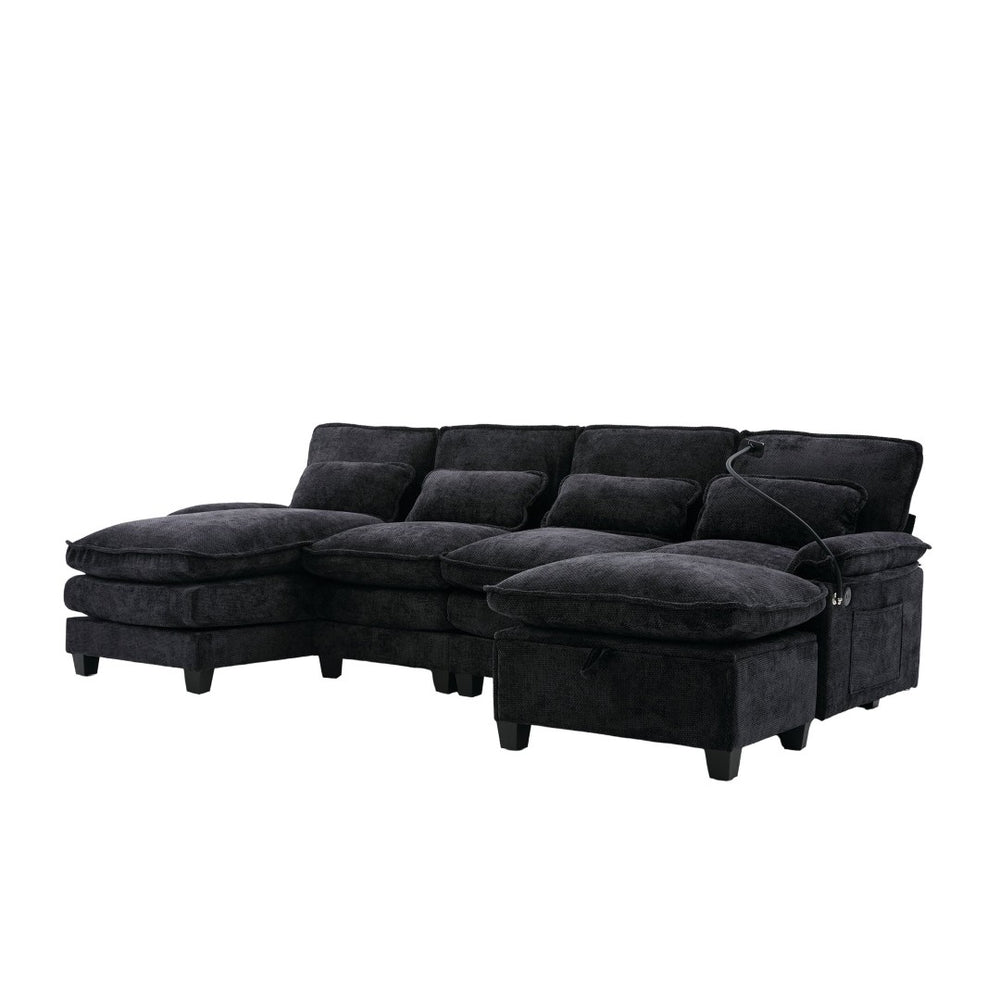 English Elm United U-Shape 106" Sectional Sofa - Cloud Couch With Usb Ports, Storage Ottoman & Comfy Pillows W1568S00229-GIGA