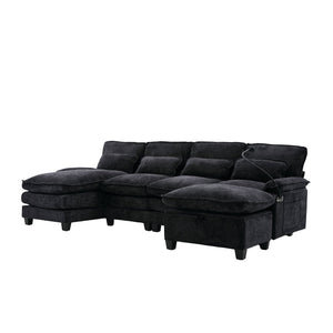 English Elm United U-Shape 106" Sectional Sofa - Cloud Couch With Usb Ports, Storage Ottoman & Comfy Pillows W1568S00229-GIGA