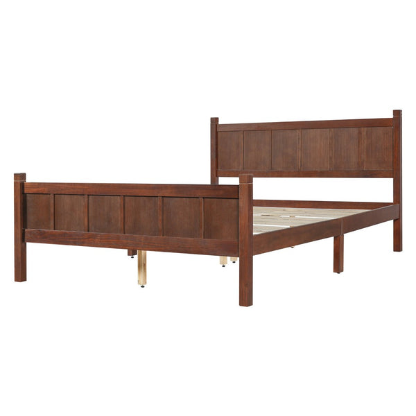 English Elm Queen Platform Bed Shaker Farmhouse Style with Vertical Slat Headboard and Wood Grain Finish Dark Walnut N733P422480P