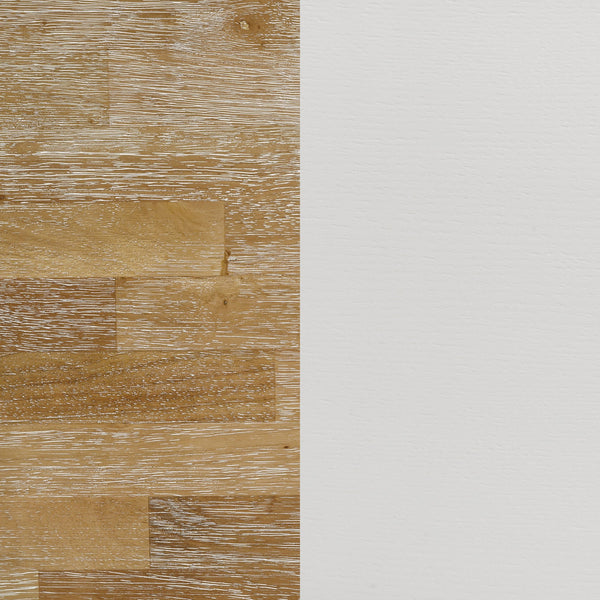 English Elm Prager Farmhouse Rectangular Dining Table with True-Edge Brown Top and White Tapered Legs, Versatile Design B062P353239