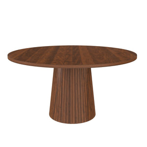 English Elm 47 Inch Round Marble Veneer Mdf Dining Table Seats Four with Slim Wood Strip Base Walnut W2700P404637
