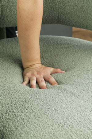 English Elm Accent Chair with Hollow Backrest for Ergonomic Support, Solid Wood Frame, Stylish Fabric Upholstery Green W1420P194059