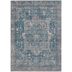 HomeRoots 5' Blue Medallion Washable Area Rug - Durable Indoor/Outdoor Design for High-Traffic Spaces 10' X 14' 608003
