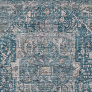 HomeRoots 5' Blue Medallion Washable Area Rug - Durable Indoor/Outdoor Design for High-Traffic Spaces 10' X 14' 608003