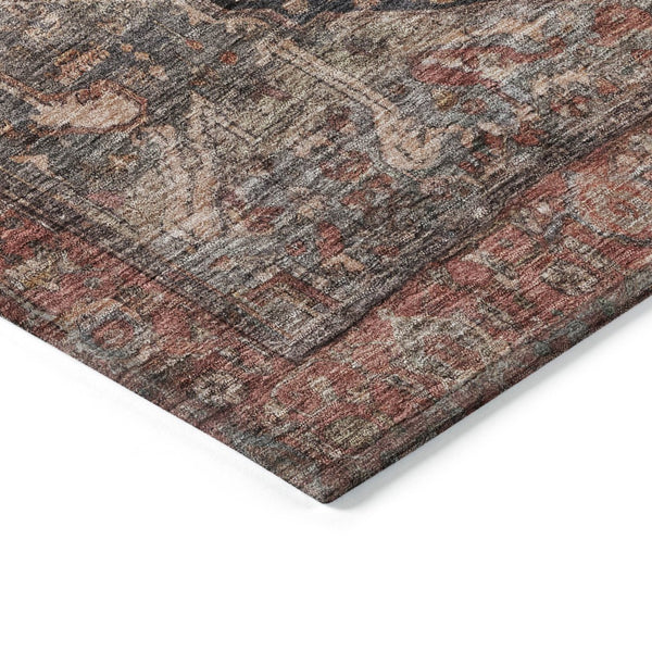 HomeRoots 5' Charcoal Medallion Indoor Outdoor Area Rug - Stylish, Durable, and Washable for Any Space! 5' X 8' 608005