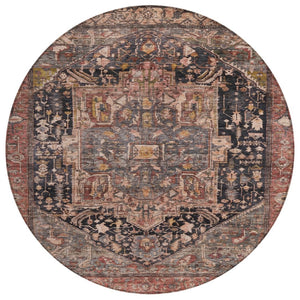 HomeRoots 5' Charcoal Medallion Indoor Outdoor Area Rug - Stylish, Durable, and Washable for Any Space! 8' Round 608006