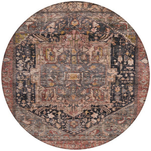 HomeRoots 5' Charcoal Medallion Indoor Outdoor Area Rug - Stylish, Durable, and Washable for Any Space! 8' Round 608006