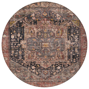 HomeRoots 5' Charcoal Medallion Indoor Outdoor Area Rug - Stylish, Durable, and Washable for Any Space! 8' Round 608006