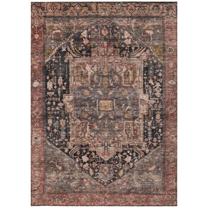 HomeRoots 5' Charcoal Medallion Indoor Outdoor Area Rug - Stylish, Durable, and Washable for Any Space! 8' X 10' 608007