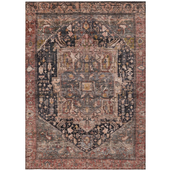HomeRoots 5' Charcoal Medallion Indoor Outdoor Area Rug - Stylish, Durable, and Washable for Any Space! 8' X 10' 608007