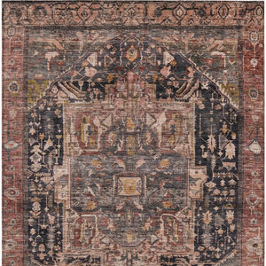 HomeRoots 5' Charcoal Medallion Indoor Outdoor Area Rug - Stylish, Durable, and Washable for Any Space! 8' X 10' 608007
