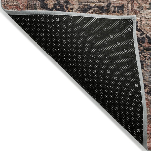HomeRoots 5' Charcoal Medallion Indoor Outdoor Area Rug - Stylish, Durable, and Washable for Any Space! 9' X 12' 608008
