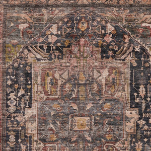 HomeRoots 5' Charcoal Medallion Indoor Outdoor Area Rug - Stylish, Durable, and Washable for Any Space! 9' X 12' 608008