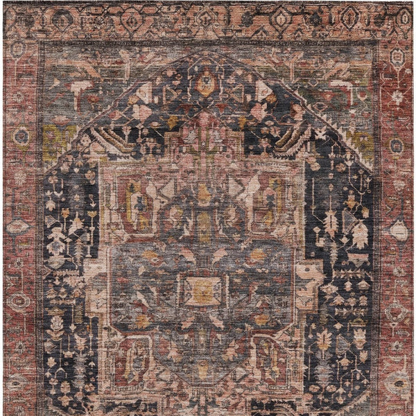 HomeRoots 5' Charcoal Medallion Indoor Outdoor Area Rug - Stylish, Durable, and Washable for Any Space! 10' X 14' 608009