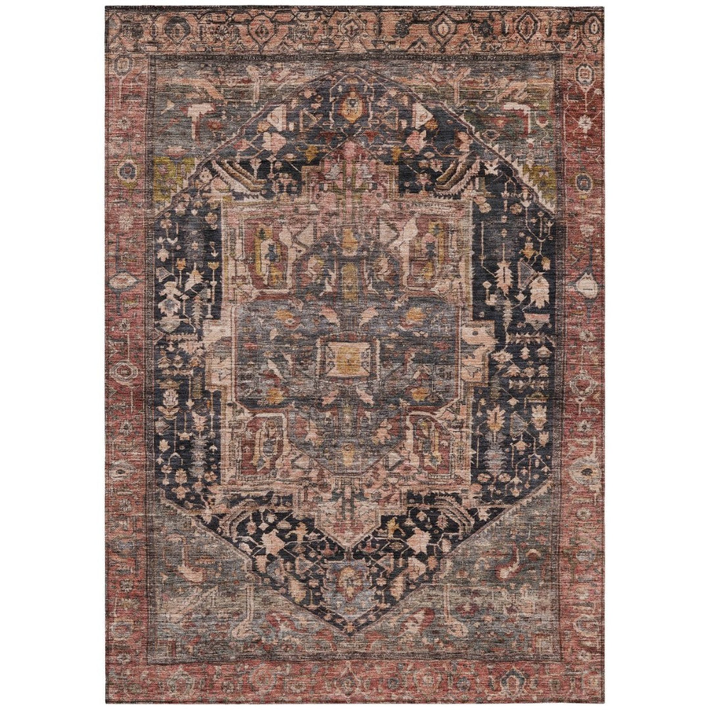 HomeRoots 5' Charcoal Medallion Indoor Outdoor Area Rug - Stylish, Durable, and Washable for Any Space! 10' X 14' 608009