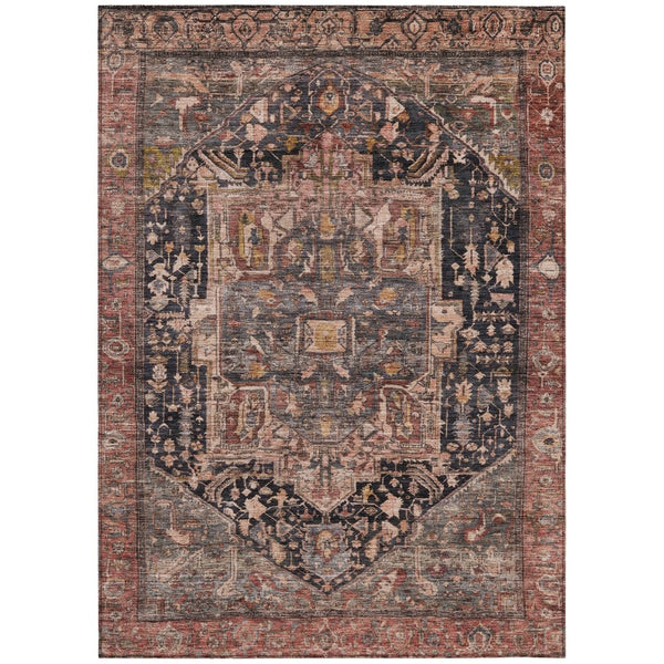 HomeRoots 5' Charcoal Medallion Indoor Outdoor Area Rug - Stylish, Durable, and Washable for Any Space! 10' X 14' 608009