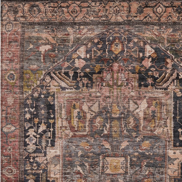 HomeRoots 5' Charcoal Medallion Indoor Outdoor Area Rug - Stylish, Durable, and Washable for Any Space! 10' X 14' 608009