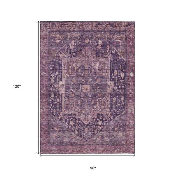 HomeRoots 5' Eggplant Medallion Indoor Outdoor Area Rug – Durable, Stylish, and Easy-Care for Any Space 8' X 10' 608013