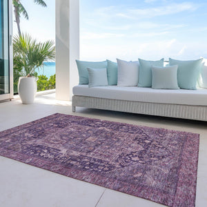 HomeRoots 5' Eggplant Medallion Indoor Outdoor Area Rug – Durable, Stylish, and Easy-Care for Any Space 8' X 10' 608013