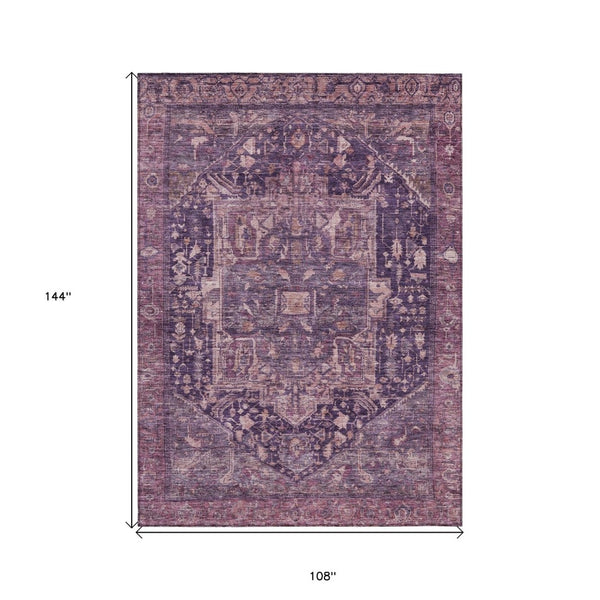 HomeRoots 5' Eggplant Medallion Indoor Outdoor Area Rug – Durable, Stylish, and Easy-Care for Any Space 9' X 12' 608014