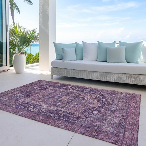 HomeRoots 5' Eggplant Medallion Indoor Outdoor Area Rug – Durable, Stylish, and Easy-Care for Any Space 9' X 12' 608014