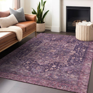 HomeRoots 5' Eggplant Medallion Indoor Outdoor Area Rug – Durable, Stylish, and Easy-Care for Any Space 9' X 12' 608014
