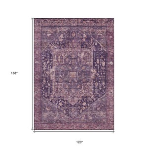 HomeRoots 5' Eggplant Medallion Indoor Outdoor Area Rug – Durable, Stylish, and Easy-Care for Any Space 10' X 14' 608015