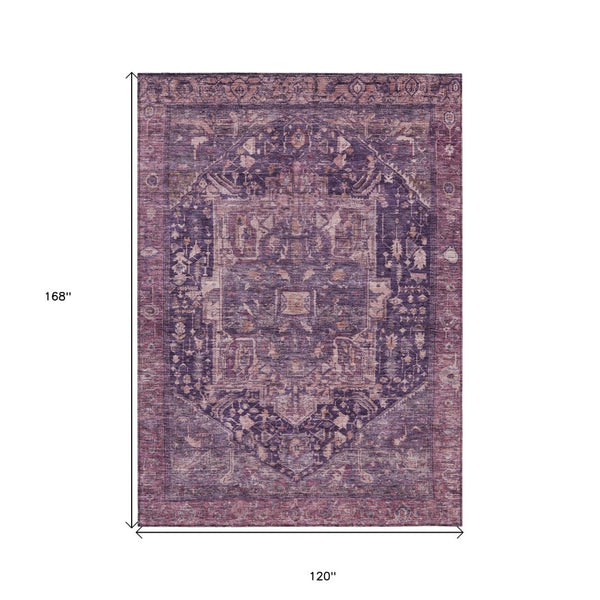 HomeRoots 5' Eggplant Medallion Indoor Outdoor Area Rug – Durable, Stylish, and Easy-Care for Any Space 10' X 14' 608015