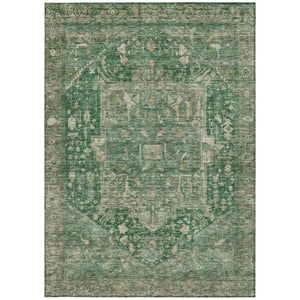 HomeRoots 5' Emerald Medallion Washable Area Rug - Durable, Stylish Design for Indoor & Outdoor Spaces 5' X 8' 608017