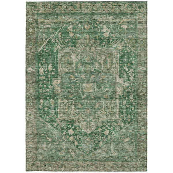 HomeRoots 5' Emerald Medallion Washable Area Rug - Durable, Stylish Design for Indoor & Outdoor Spaces 5' X 8' 608017