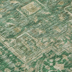HomeRoots 5' Emerald Medallion Washable Area Rug - Durable, Stylish Design for Indoor & Outdoor Spaces 8' Round 608018
