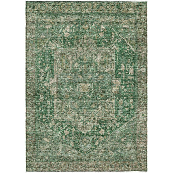 HomeRoots 5' Emerald Medallion Washable Area Rug - Durable, Stylish Design for Indoor & Outdoor Spaces 8' X 10' 608019