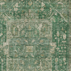 HomeRoots 5' Emerald Medallion Washable Area Rug - Durable, Stylish Design for Indoor & Outdoor Spaces 8' X 10' 608019
