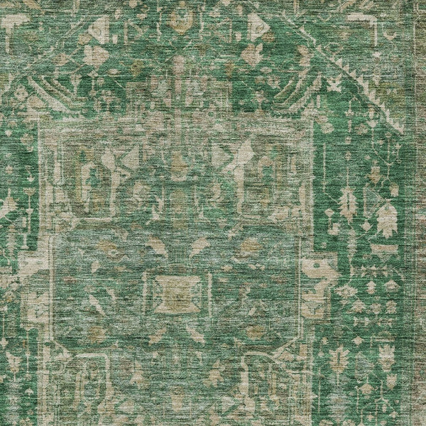 HomeRoots 5' Emerald Medallion Washable Area Rug - Durable, Stylish Design for Indoor & Outdoor Spaces 8' X 10' 608019