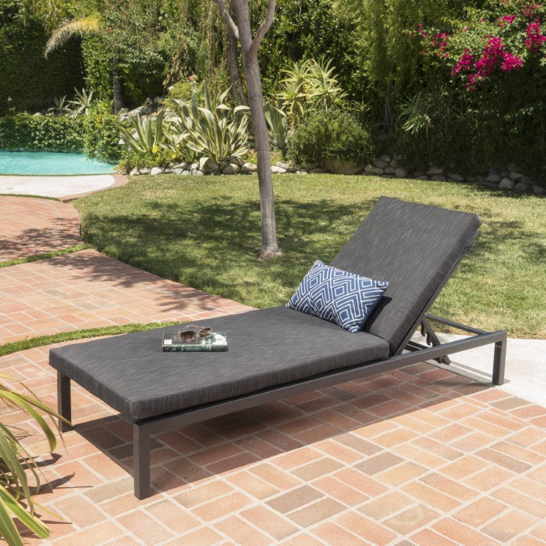 English Elm Navan Outdoor Aluminum Chaise Lounge with Cushion Foldable Poolside Recliner 60802.00MSHMP1