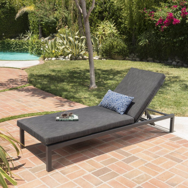 English Elm Navan Outdoor Aluminum Chaise Lounge with Cushion Foldable Poolside Recliner 60802.00MSHMP1