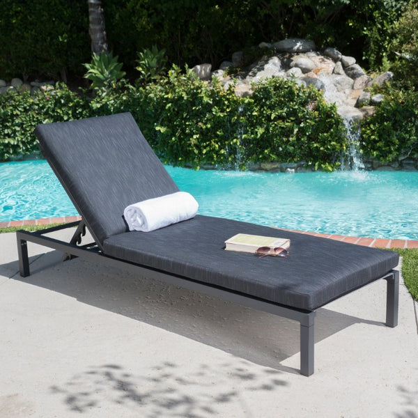 English Elm Navan Outdoor Aluminum Chaise Lounge with Cushion Foldable Poolside Recliner 60802.00MSHMP1
