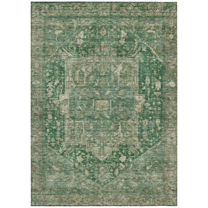 HomeRoots 5' Emerald Medallion Washable Area Rug - Durable, Stylish Design for Indoor & Outdoor Spaces 9' X 12' 608020