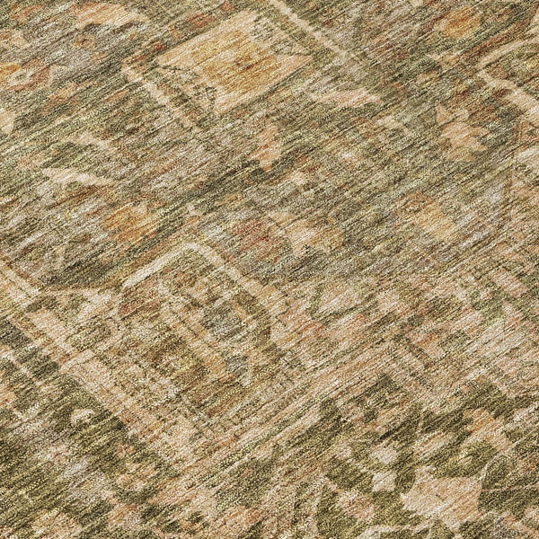 HomeRoots 5' Durable Fern Green Medallion Area Rug - Stylish, Washable Design for Indoor & Outdoor Spaces 8' Round 608024