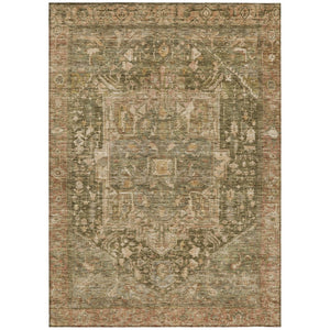 HomeRoots 5' Durable Fern Green Medallion Area Rug - Stylish, Washable Design for Indoor & Outdoor Spaces 8' X 10' 608025