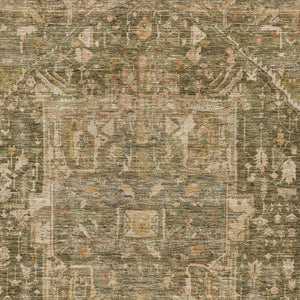HomeRoots 5' Durable Fern Green Medallion Area Rug - Stylish, Washable Design for Indoor & Outdoor Spaces 8' X 10' 608025