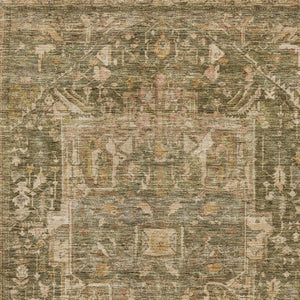 HomeRoots 5' Durable Fern Green Medallion Area Rug - Stylish, Washable Design for Indoor & Outdoor Spaces 9' X 12' 608026