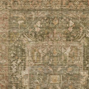 HomeRoots 5' Durable Fern Green Medallion Area Rug - Stylish, Washable Design for Indoor & Outdoor Spaces 10' X 14' 608027
