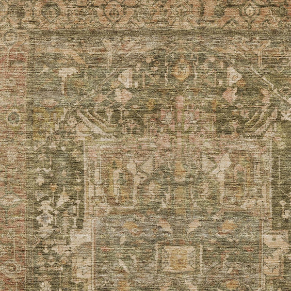 HomeRoots 5' Durable Fern Green Medallion Area Rug - Stylish, Washable Design for Indoor & Outdoor Spaces 10' X 14' 608027