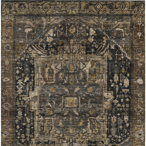 HomeRoots 5' Brown Medallion Washable Rug - Stylish, Durable Indoor & Outdoor Area Rug for High-Traffic Spaces 5' X 8' 608029