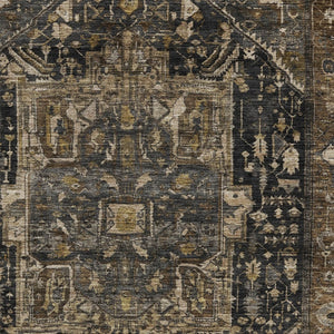 HomeRoots 5' Brown Medallion Washable Rug - Stylish, Durable Indoor & Outdoor Area Rug for High-Traffic Spaces 5' X 8' 608029