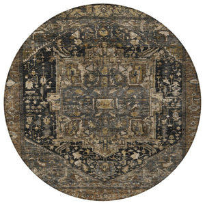 HomeRoots 5' Brown Medallion Washable Rug - Stylish, Durable Indoor & Outdoor Area Rug for High-Traffic Spaces 8' Round 608030