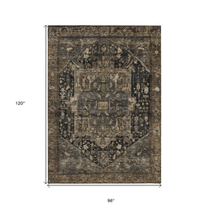 HomeRoots 5' Brown Medallion Washable Rug - Stylish, Durable Indoor & Outdoor Area Rug for High-Traffic Spaces 8' X 10' 608031